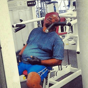 man sleeping in the gym