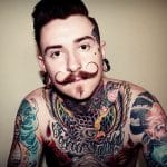 Stupid hipster mustache with tattoos