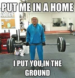 old lady lifting weights