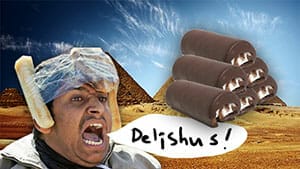 Egyptian protester guy with bread helmet