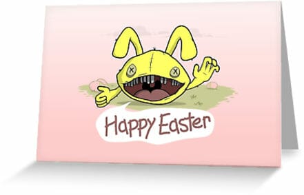 Creepy Easter Bunny Cards, Shirts, Stickers and More