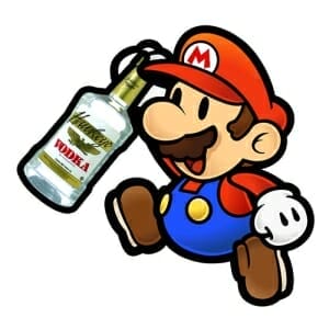 Super mario with hawkeye vodka