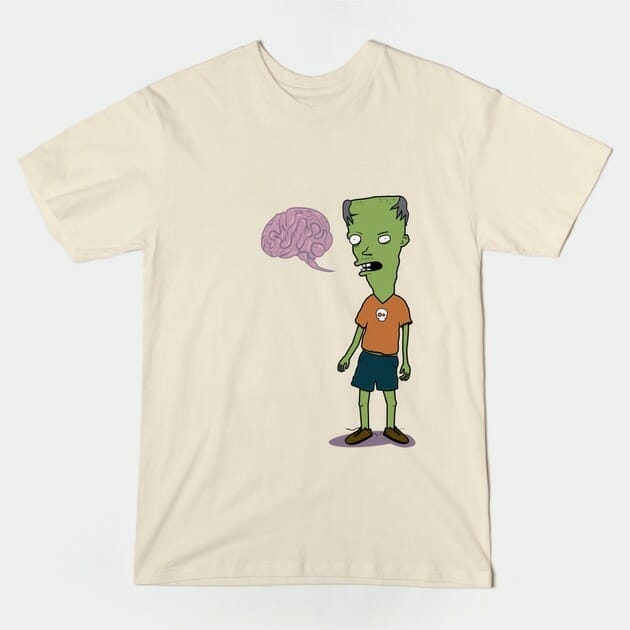 zombie guy with brains t shirt