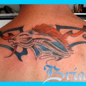 shitty denver broncos tribal tattoo