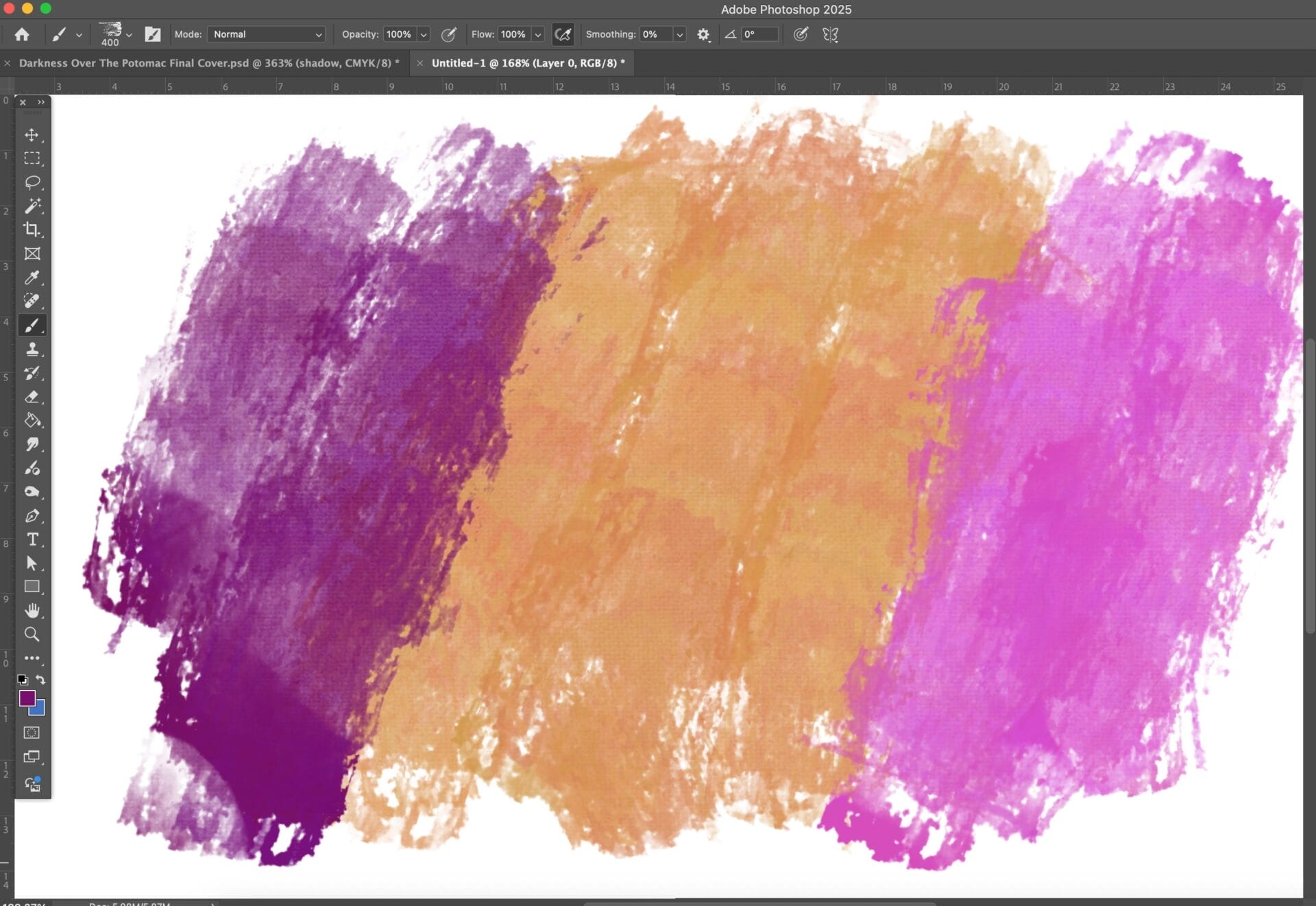 Impressionist canvas brush example